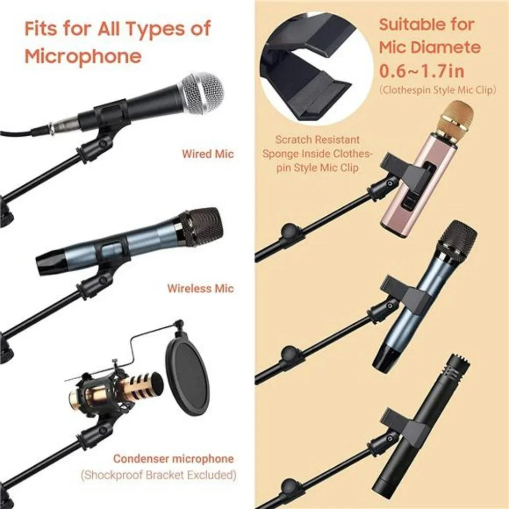 Tripod Microphone Stand Boom Arm Floor Mic Stand with Carrying Bag